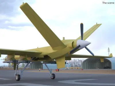  Long Endurance Military UAV Aircraft Yellow Rigged for Maya 