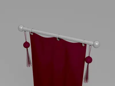 Flag 3d maroon curtain with tassels 3D model