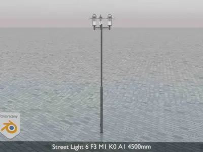 Street Light 6 F3 M1 K0 A1 4500mm Low-poly 3D model