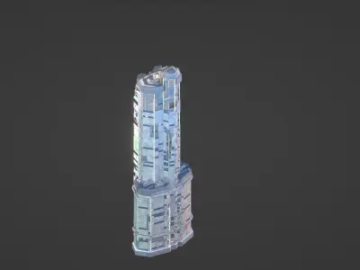 Sci-Fi Futuristic Future City Skyscraper Building 001 Low-poly 3D model
