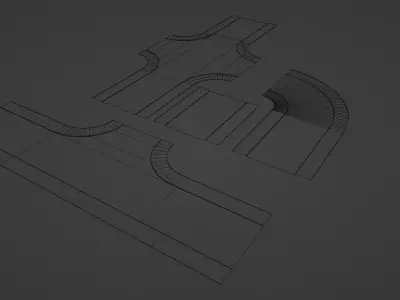 Modular roads Low-poly 3D model
