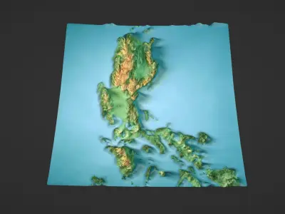 Luzon Island  Map Topography Low-poly 3D model