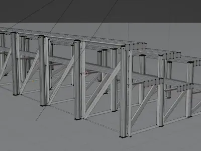 Bleachers set of metal 3D model