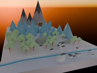 Ice world low poly Game ready Low-poly 3D model
