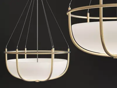 Parachute Glass Dome Chandelier low poly 3d model Low-poly 3D model