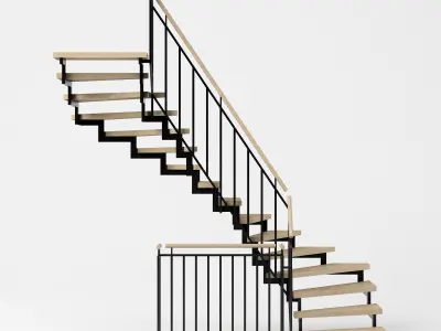 Stair - Modern Open Stairs and Railing 3D model