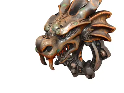 Ancient Dragon Head Door Knocker Low-poly 3D model