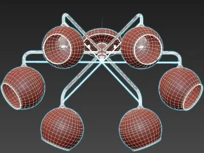 miram-a1521pl-6wh ceiling light with six glass globes 3D model