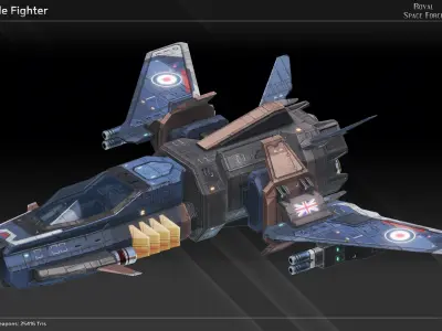 RSF Spaceship Modular Fighter Kit Low-poly 3D model