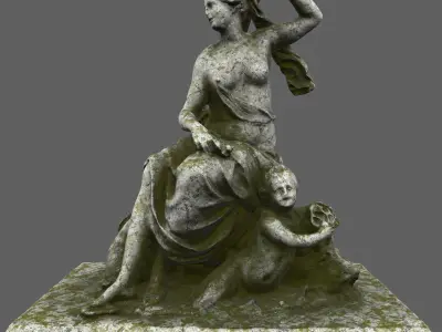 statue 4 of woman on rock 3D model