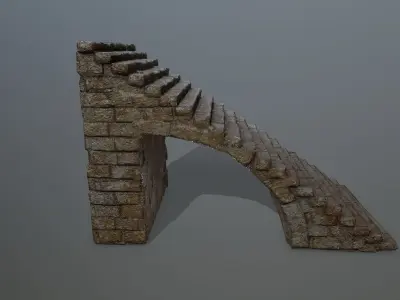 stairs brick wall Low-poly 3D model