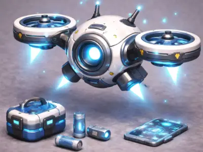 Stylized Sci-Fi Utility Drone - Game-Ready PBR 3D Model Low-poly 3D model