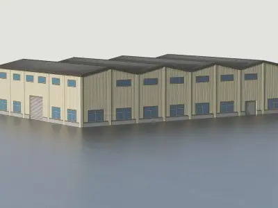 Modern industrial warehouse  Low-poly 3D model