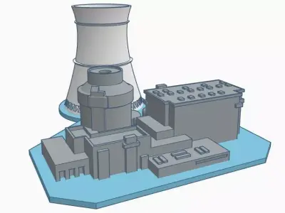 AP1000 with cooling tower 3D print model