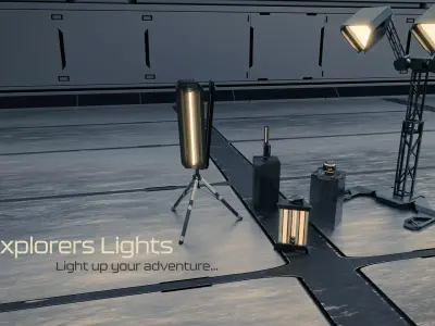 Sci fi lighting pack - Explorers Lights Low-poly 3D model