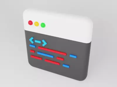 3D Terminal - Code Window Icon Low-poly 3D model