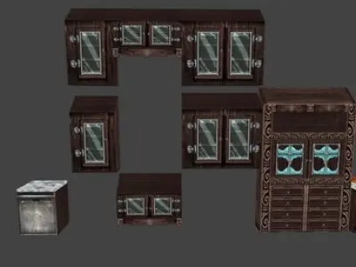 PS1 Kitchen Starter Set Low-poly 3D model