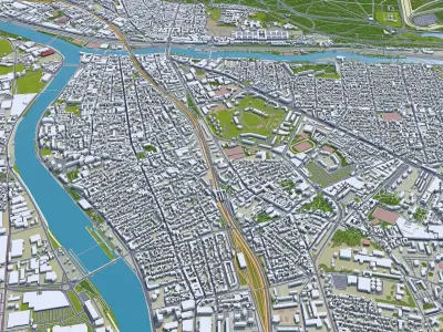 Val De Marne Greater Paris Low-poly 3D model