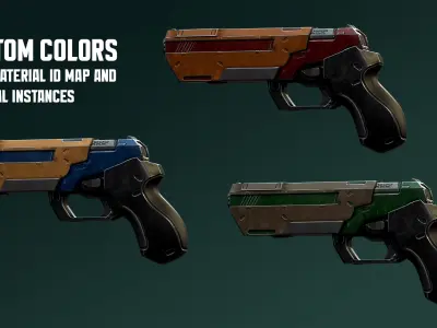 Sci-fi Pistol Low-poly 3D model 12