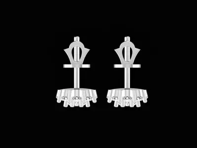 Round Diamond Cluster Stud Earrings Jewelry Model 6013 3D print model