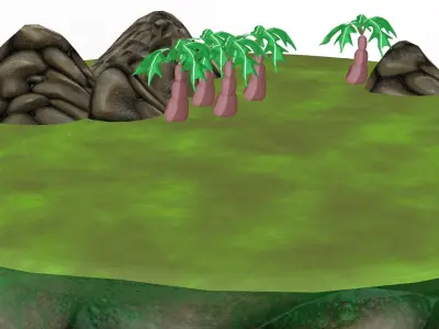 Cartoon Island Low-poly 3D model