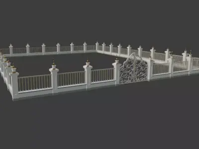 Gate and wall 3d model 3D model
