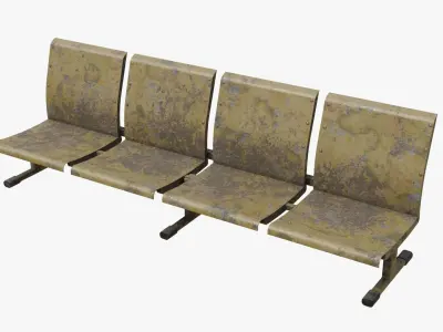 Dirty Yellow Street 4 Seats Low-poly 3D model