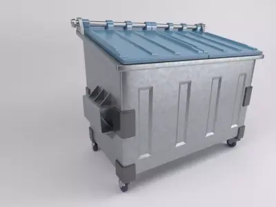 Dumpster metal trash can on wheels 3D model