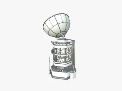 SciFi Antenna Tower A02 White Gray - Sci Fi Exterior Design Low-poly 3D model