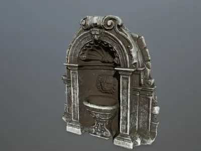 fountain gothic style toilet with ornate design Low-poly 3D model