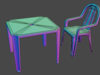 plastic table and chair 3D Model Pack