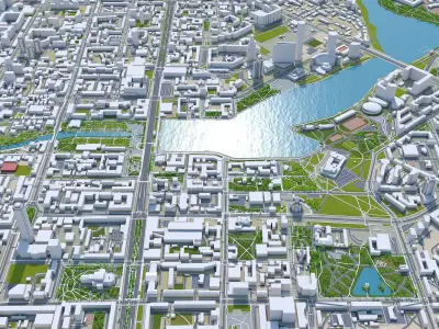 Yekaterinburg Downtown Russia Low-poly 3D model