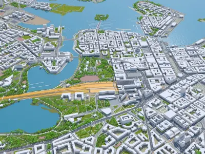 Helsinki Downtown Finland  Low-poly 3D model
