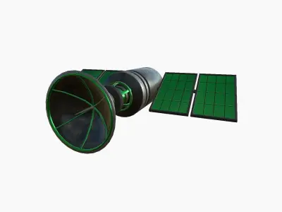Satellite D01 Black Green - SciFi Space Design Low-poly 3D model
