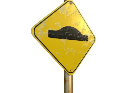Speed Bumps in Road Traffic Sign 3D model