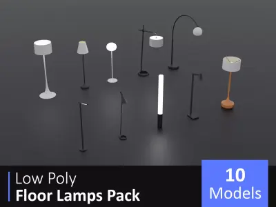 Low Poly Floor Lamps Pack Low-poly 3D model