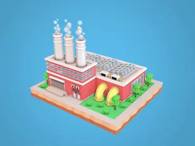 Cartoon Factory Plant 3D model