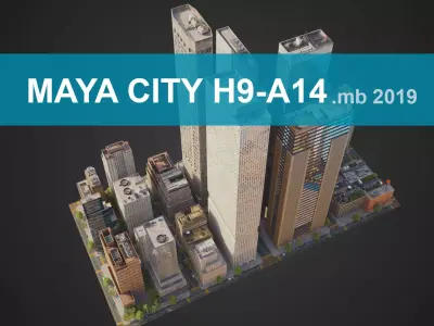 Realistic City District H9-A14 MAYA Low-poly 3D model purchase