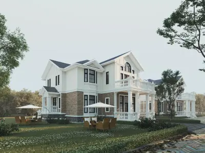 2025 luxury modern stylish villa appearance 3D model Low-poly 3D model