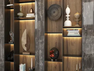 Shelf 3d Model bookcase with shelves and lighting 3D model