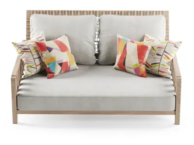 Double wooden garden sofa 3D model