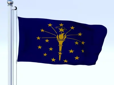 Animated Indiana Flag Low-poly 3D model