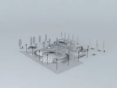 Urban Park with THORN Light Fittings Free 3D model