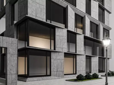 Modern Concrete Office Building Exterior for Urban Architecture 3D model
