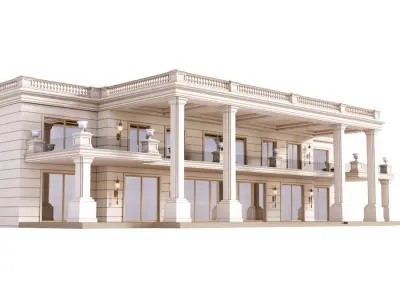 Facade of a private house in a modern light classic  3D model