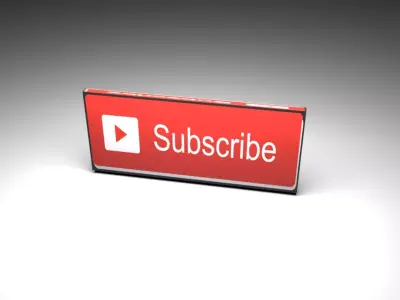 Subscribe 3D Model television with sign Low-poly 3D model