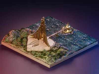 Asgard Royal Palace of Valaskjalf - Thor Low-poly 3D model