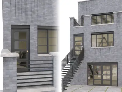 Brick Building 02 3D model
