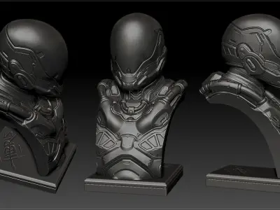 Futuristic soldier bust  3D print model
