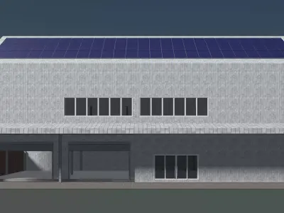 Solar roof on warehouse 24e02 3D model